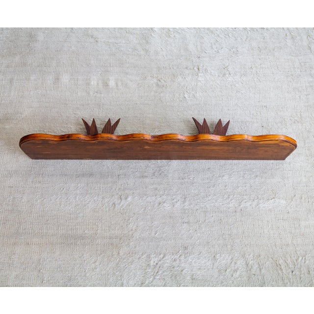 Handcrafted Scalloped Wooden Shelf With Bow Brackets For Sale - Image 10 of 11