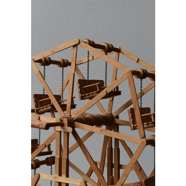 Folk Art Vintage Folk Art Popsicle Stick + Spool Kinetic Ferris Wheel Sculpture, Circa 1970s For Sale - Image 3 of 17