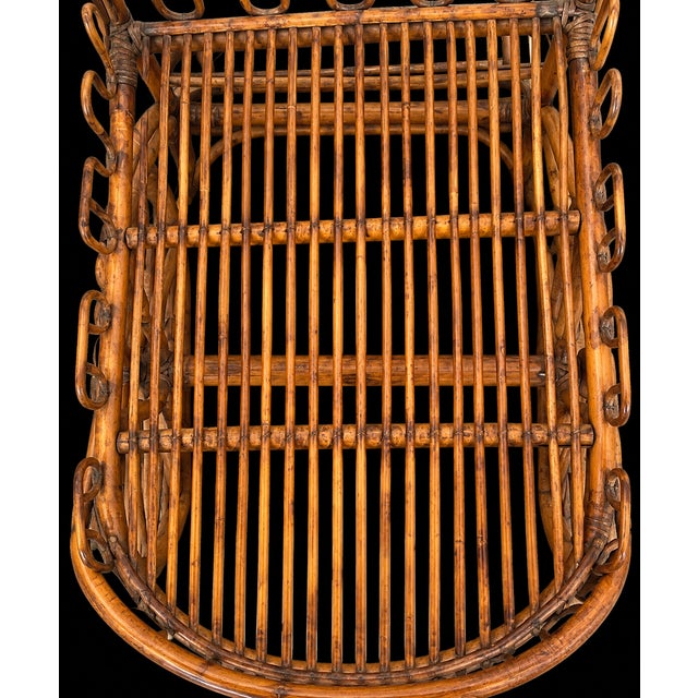 French Riviera Rattan Bar Cart Audoux & Minet 1950s For Sale In Naples, FL - Image 6 of 10