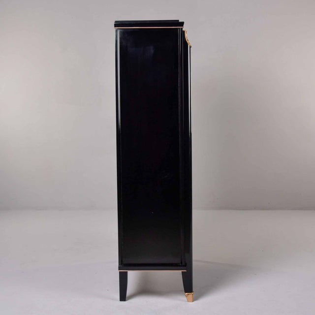 Black Italian Art Deco Ebonized Display Cabinet With Gilt Capitals For Sale - Image 8 of 13