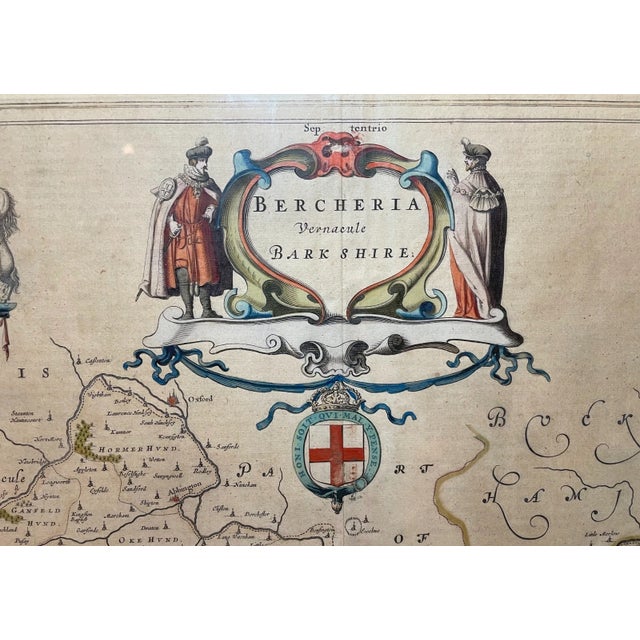 Rare Original Antique Hand Colored European Map Berkshire Blaeu 1646 2-Sided For Sale - Image 9 of 18