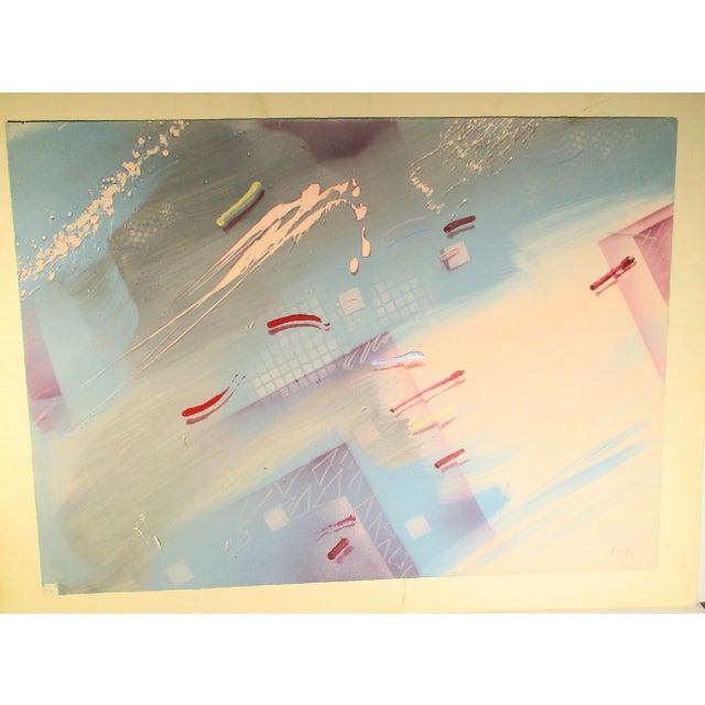 Paper Abstract Illusionist Painting on Art Bond Paper by D. Eisman 84' For Sale - Image 7 of 7