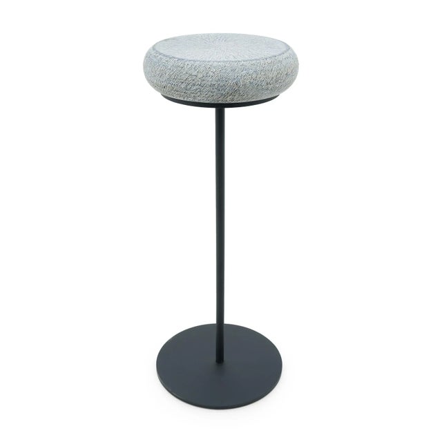 Petite Drum Stone Side Table For Sale - Image 4 of 7