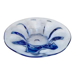 1950s Biomorphic Murano Blue & Clear Centerpiece Bowl For Sale