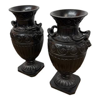 Neoclassical Basalt Ware Vases, Pair For Sale