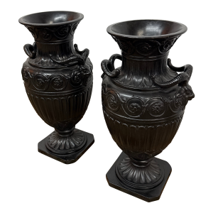 Neoclassical Basalt Ware Vases, Pair