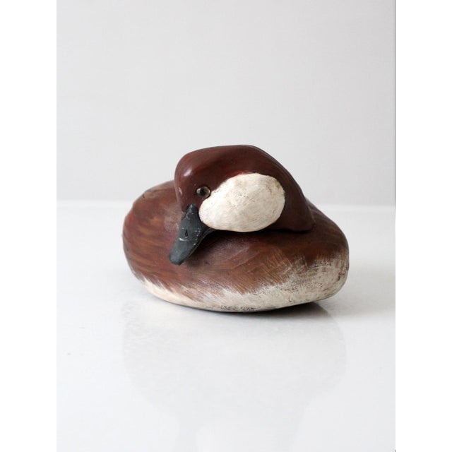 Farmhouse Vintage Hand Carved Canvasback Duck Decoy For Sale - Image 3 of 12