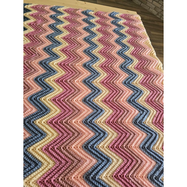 Vintage Crocheted Afghan Blanket For Sale - Image 4 of 8