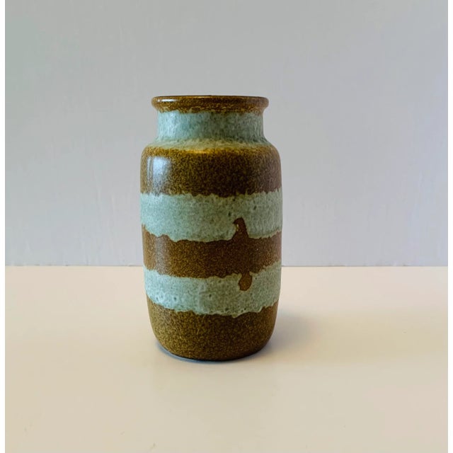 Olive green and seafoam green bands 3.25" in diameter x 6" high early 1970s made in West Germany