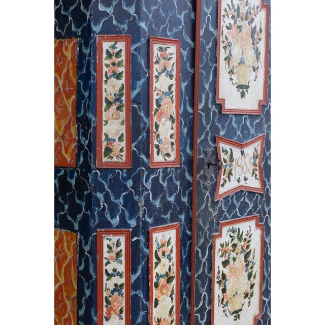 Antique Baroque Folk Art Hand-Painted Cabinet in Wood, Central Europe, 1865 For Sale - Image 16 of 18