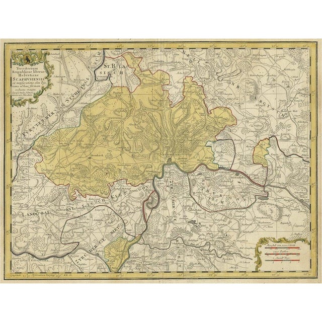 Antique Regional Map of Switzerland, 1753 For Sale - Image 6 of 6