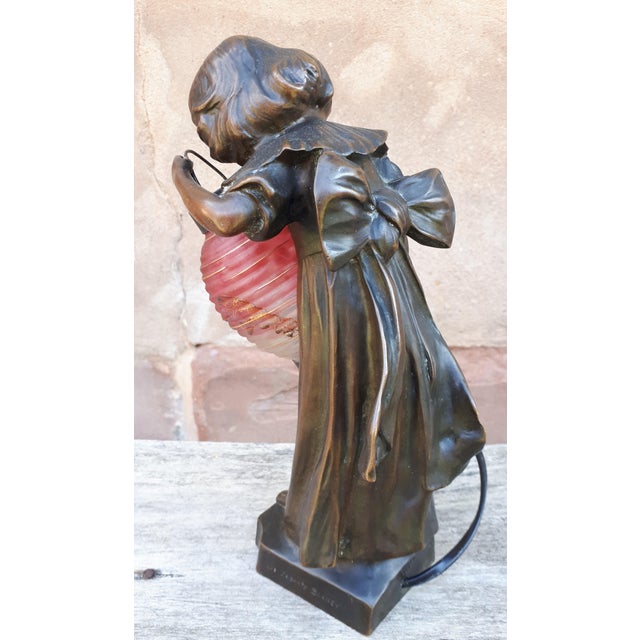 Art Nouveau Bronze Lamp by Léo Laporte Blairsy for Daum, 1900 For Sale - Image 10 of 18