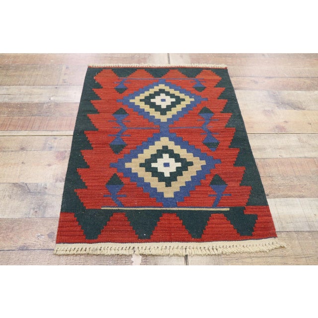 Textile Vintage Persian Shiraz Kilim Rug - 02'00 X 02'11 For Sale - Image 7 of 9