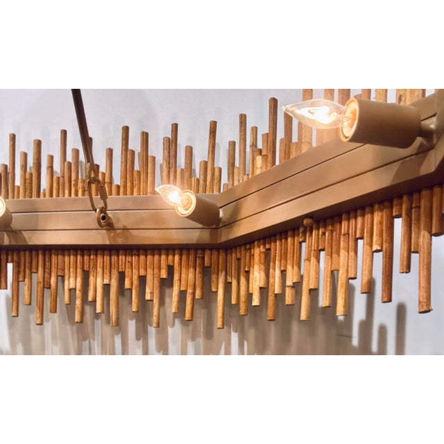 2020s Currey & Company Organic Modern Rattan Teahouse Chandelier For Sale - Image 5 of 6