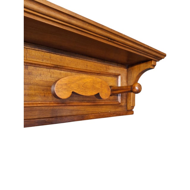 Wood Antique Italian Wall Coat Hanger in Walnut, 1890s For Sale - Image 7 of 10