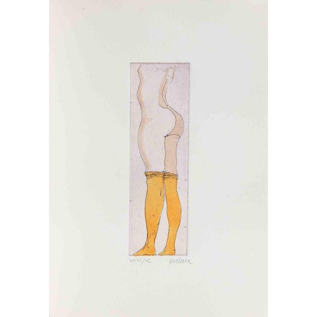 Etching on paper realized by Sergio Barletta in 1974, hand watercolored. Hand signed and numbered in pencil. Edition of XL...