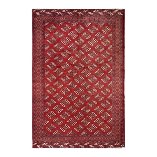 1960s Turkoman Bokara Red Wool Hand Knotted Oriental Rug For Sale