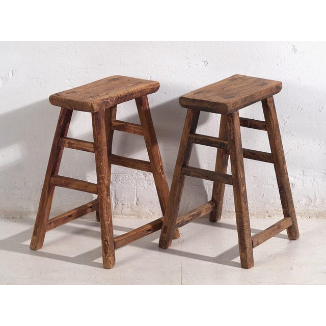 Antique oriental stools. Set of two pieces (c.1900) Dimensions: Piece #1: Length: 35.5 cm Depth: 18.5 cm Height: 54 cm...
