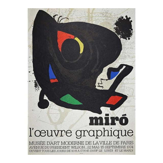 L'Oeuvre Graphique, Vintage Poster, Joan Miró, 1974 For Sale