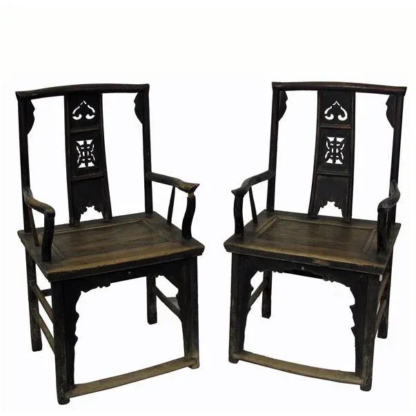 Antique Chinese Southern Official Hat Armchairs - a Pair For Sale - Image 10 of 10