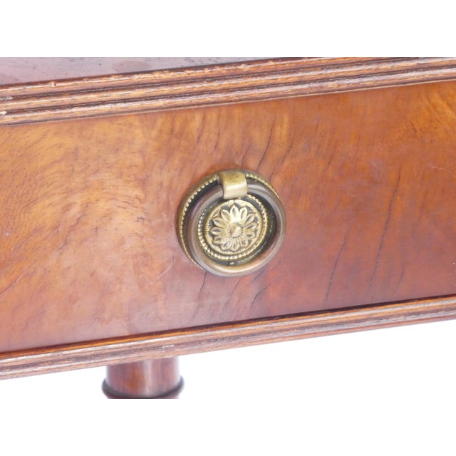 English Victorian Rectangular Wooden Table with Green Leather Top and Drawer, 1920s For Sale - Image 11 of 12