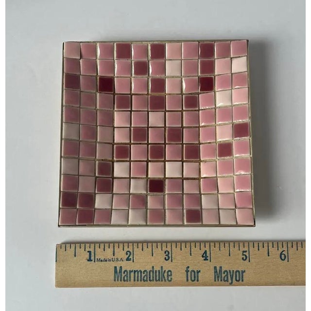MCM Blush Pink Mosaic Tile Trivet / Decorative Tile Object, 5” Square For Sale In Indianapolis - Image 6 of 7