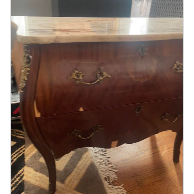 Antique French Louis XV Style Bombe Chest With Marble Top For Sale - Image 10 of 12