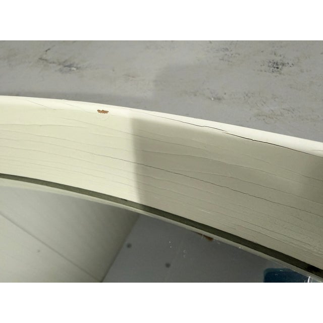 White Round Wooden Wall Mirror, 1970s For Sale - Image 14 of 18