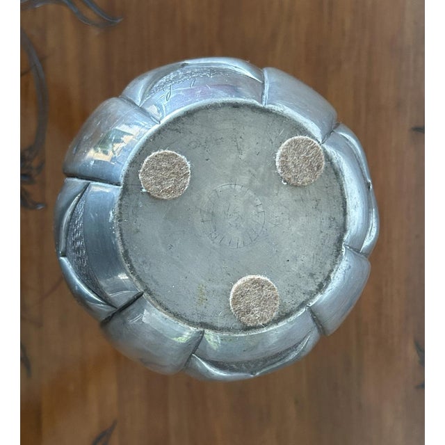 1920s Art Deco Pewter Vase with Geometric Motifs, 1920s For Sale - Image 5 of 8