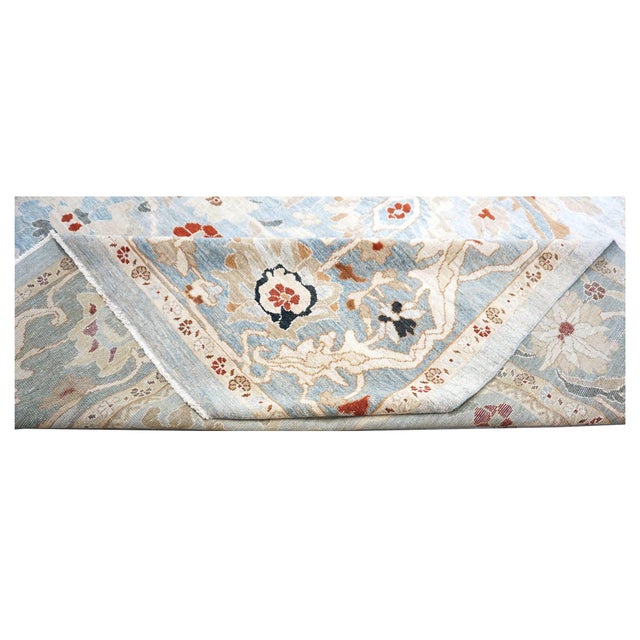 Blue Persian Sultanabad Wool 14 X 20 Light Blue & Teal With Rust Oversized Rug #1140199 For Sale - Image 8 of 10