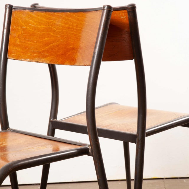 French Dining Chairs with Grey Tapered Leg from Mullca, 1950s, Set of 4 For Sale - Image 4 of 18