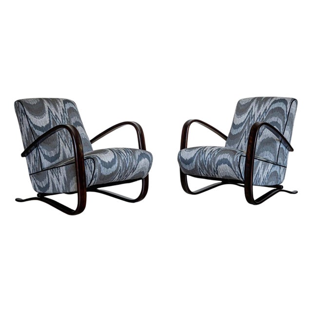 Pair of H-269 Lounge Chairs by Jindřich Halabala, Czech Republic 1930s For Sale