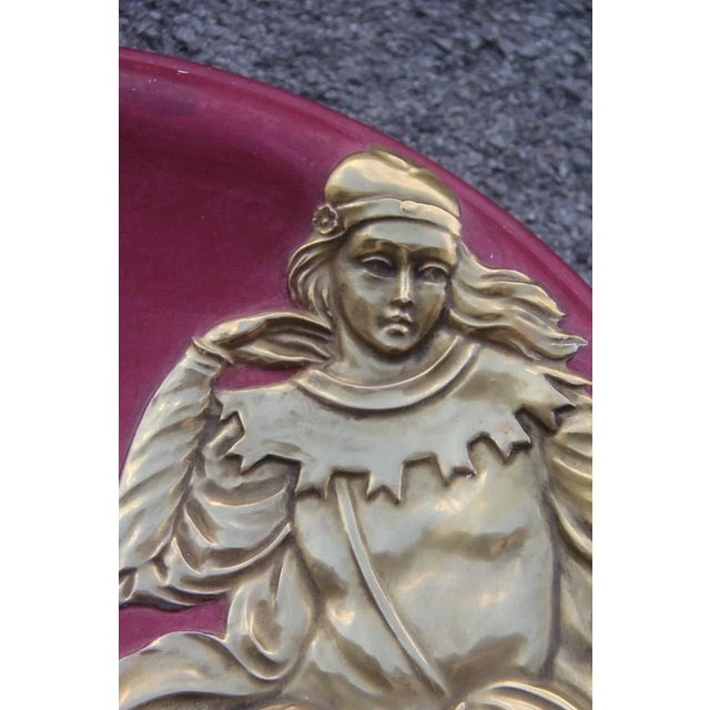 Gold & Red Warrior Ceramic Plate, 1960s For Sale - Image 11 of 13