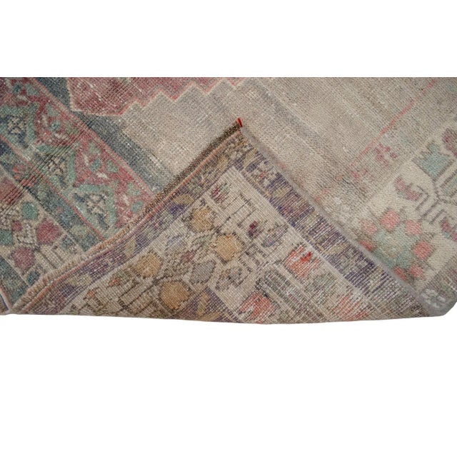 Distressed Turkish Rug Hand Knotted Vintage Low Pile Muted Color Anatolian Area Rug - 3′9″ × 6′8″ For Sale - Image 9 of 10