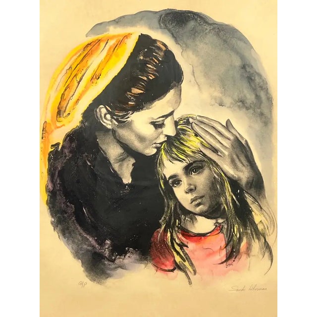 Figurative Sandu Liberman " Mother and Daughter" Lithograph Signed & Framed - Artist Proof 1960's For Sale - Image 3 of 14