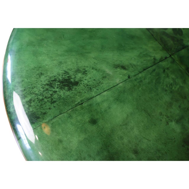 2020s Emerald Green Vellum Top Side Table With Sculptural Brass Base by Made Goods For Sale - Image 5 of 7