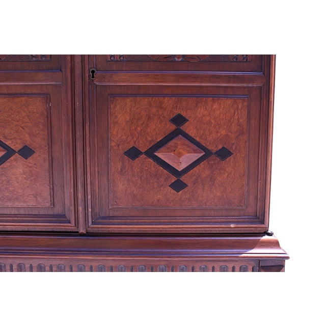 1920s Berkey & Gay Jacobean Revival Carved Walnut Lift-Top Bar Cabinet For Sale - Image 11 of 11