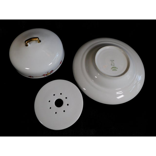 Traditional 1940s Charles Ahrenfeldt Limoges Three Piece Covered Cheese Dish For Sale - Image 3 of 7