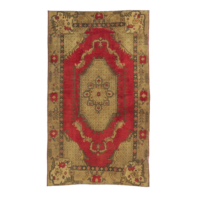 Vintage Turkish Oushak Rug - 05'02 X 08'08 For Sale