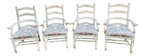 Painted Ladderback Dining Arm Chairs Attributed to Woodland Furniture