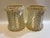 A matching pair of vintage drum shaped bulb clip table lamp shades featuring a small scale floral pattern and ruffled lace...