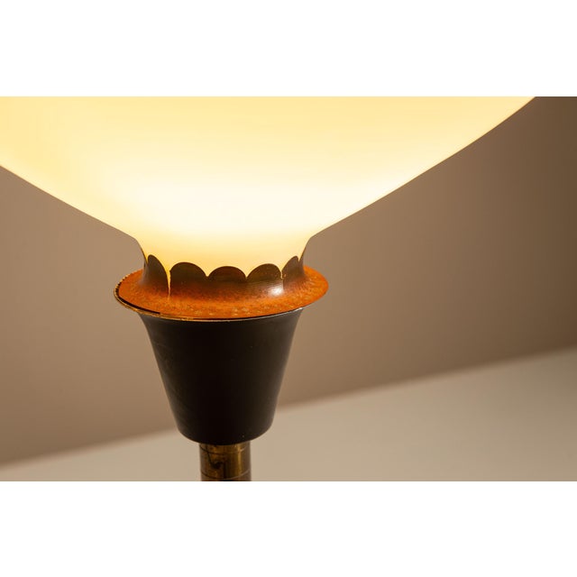 Black Floor Lamp with Opaline Glass Shade from Stilnovo, Italy, 1950s For Sale - Image 8 of 10