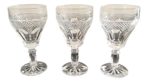 Vintage English Cut Crystal Stemmed Red Wine Glasses- Set of 3