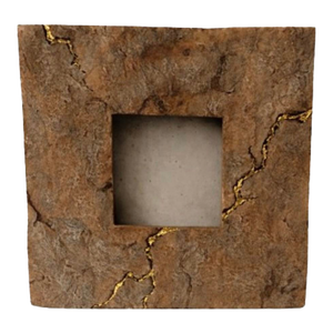 1970s Sculptural Stone Picture Frame With Gilded Veining, Wabi-Sabi / Kintsugi Inspired