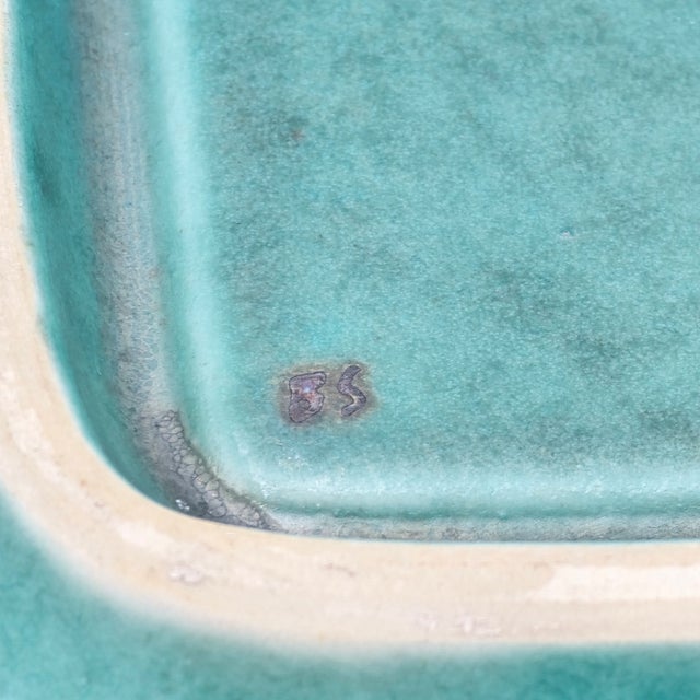 Turquoise Vintage Wilhelm Kåge Gustavsberg "Argenta" Footed Dish With Silver Heraldic Lion For Sale - Image 8 of 10