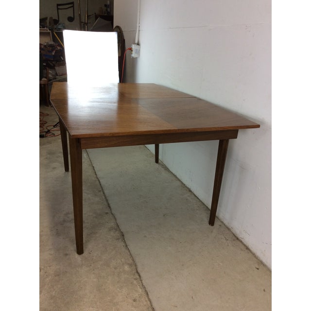 Mid Century Modern Walnut Dining Table With Leaf For Sale - Image 11 of 12