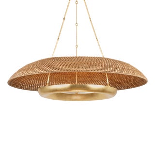 Hudson Valley Lighting Oaklyn 48 in. 6 Light Chandelier in Vintage Gold Leaf Finish For Sale
