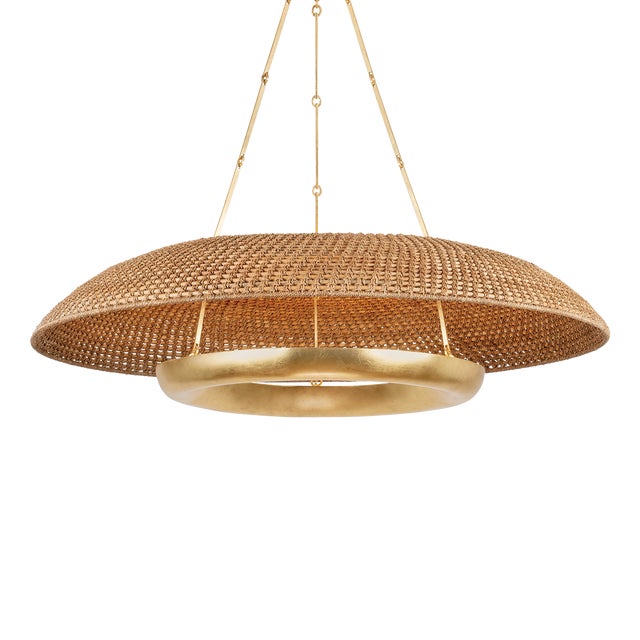 Hudson Valley Lighting Oaklyn 48 in. 6 Light Chandelier in Vintage Gold Leaf Finish For Sale