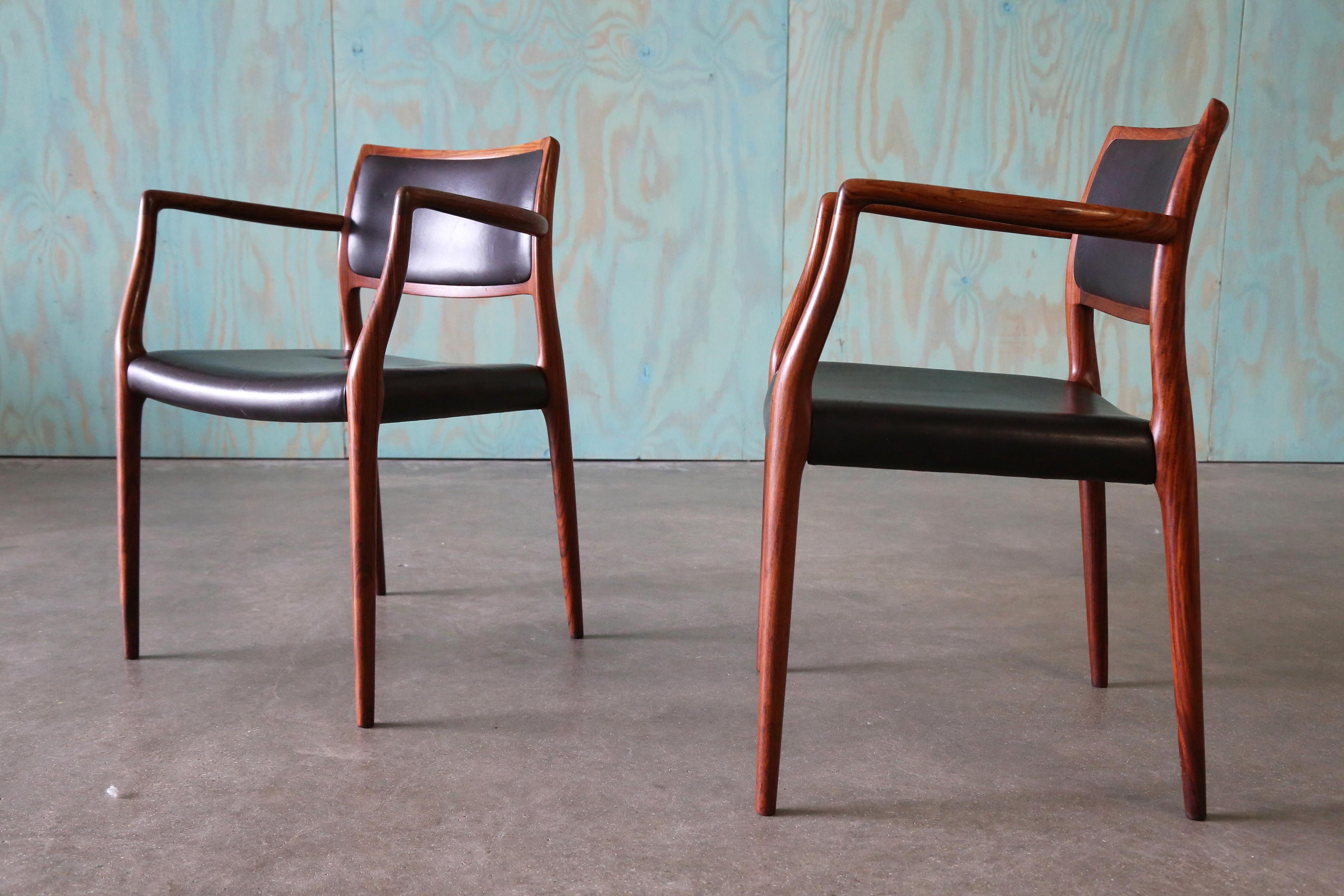 Pair of Rosewood Niels Moller Model 65 Carver Armchairs C 1960s