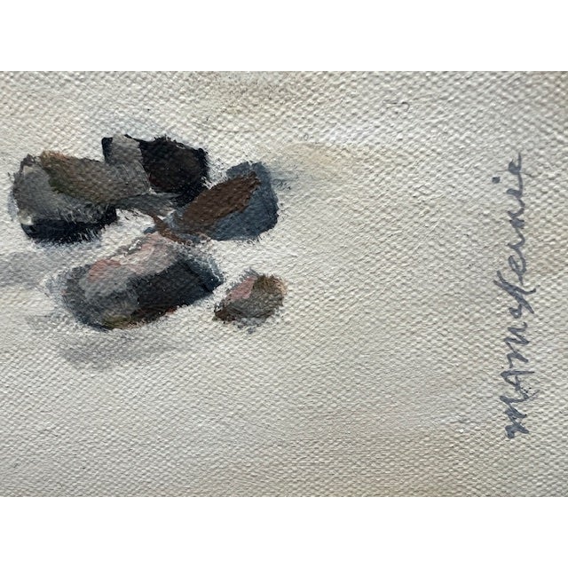 Textile "Rocky Road" Contemporary Impressionist Landscape in Off-Whites, Blues and Grays by Mill Valley Artist Mary Anne McKernie For Sale - Image 7 of 8